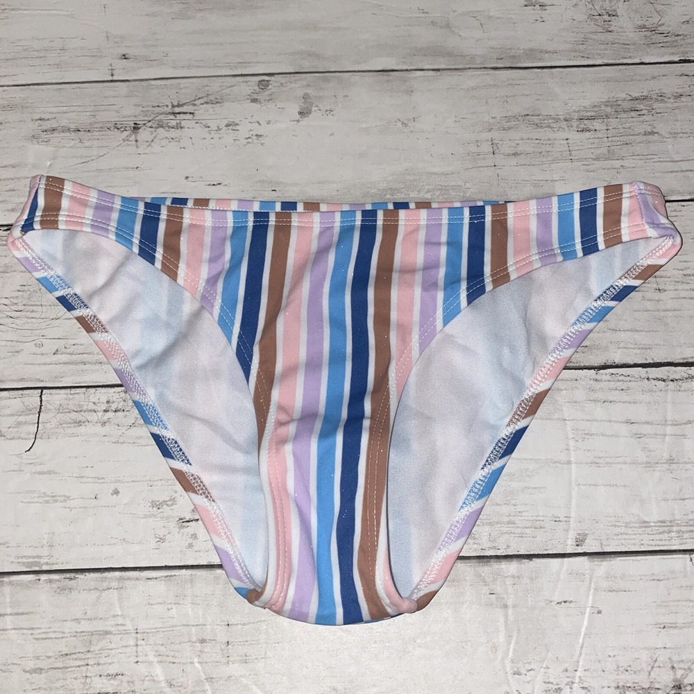 Xhilaration Bikini‎ Bottom Womens Small Multi Stripe Cheeky Sparkle NEW Target S